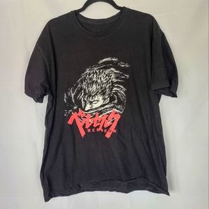 Men's Anime Berserk Graphic Tee Large Black Loose Fitting
